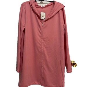 NWT Mountain Mamas Women’s Small Pink Hooded Zip-Up Dress
